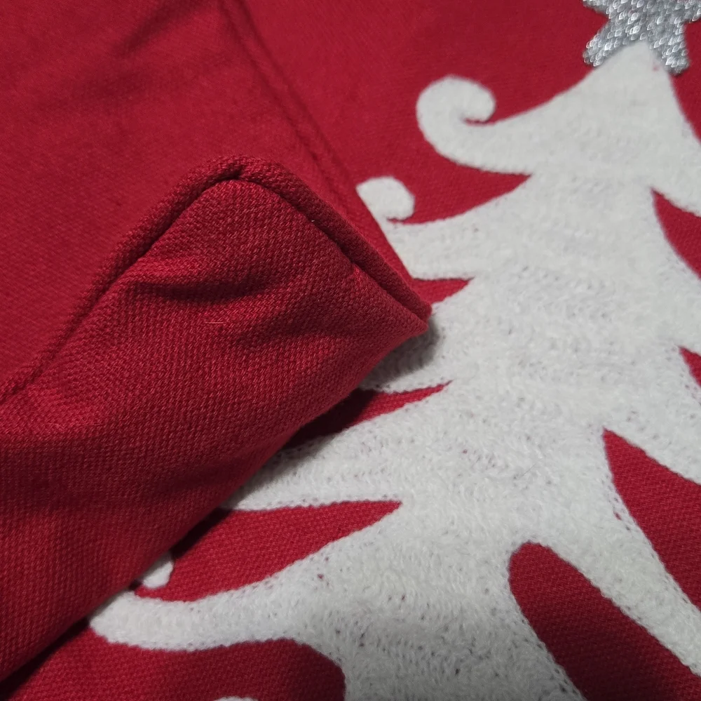 Holiday Red and White Christmas Tree Pillow Cover Only